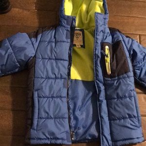 Blue puffer coat